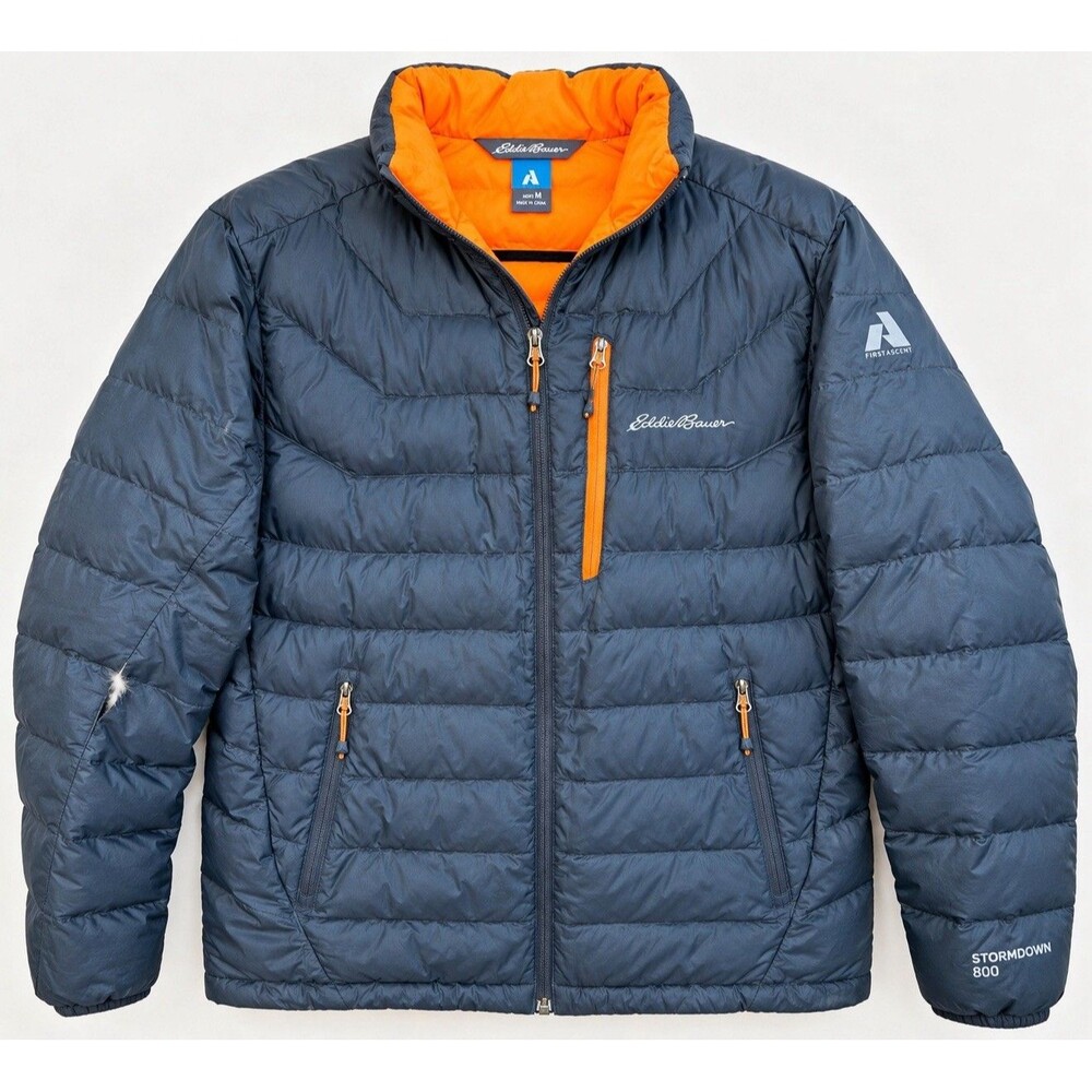 Eddie Bauer First Ascent StormDown 800 Mens M Goose Down Puffer Jacket Navy C21